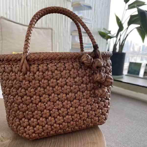 山葡萄 かごバッグ 浴衣バッグ 中 横長 巾着内袋 六角花編み 浴衣 かごバッグ かご バッグ カゴ バッグ 籠 レディース トートバッグ コンパクト