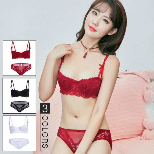 【ポイント10倍！】ブラジャー ショーツセット 女性下着 上下セット 脇肉 ブラ セクシー おしゃれ 欧米風 ノンワイヤー 1/2カップ 育乳ブラ バストアップ