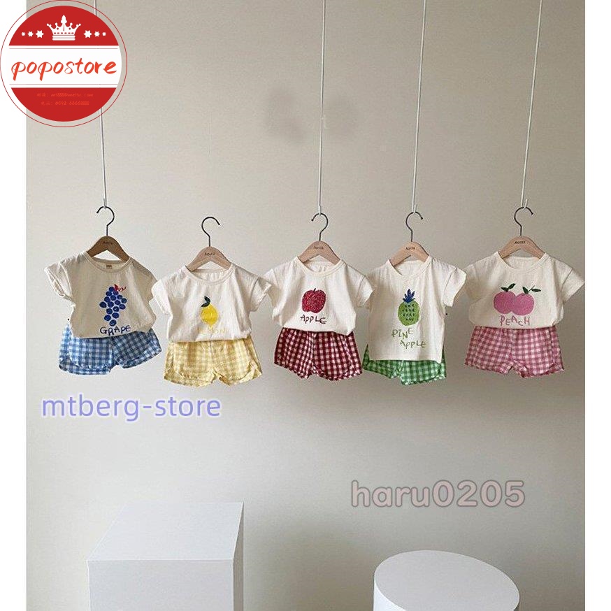ベビー服 ルームウェア フルーツ 夏服 ポポストア子供服 通園 可愛い 部屋着 綿 孫 男の子 半袖 上下セット 果物柄 セットアップ 保育園 パジャマ キッズ 女の子 赤ちゃん