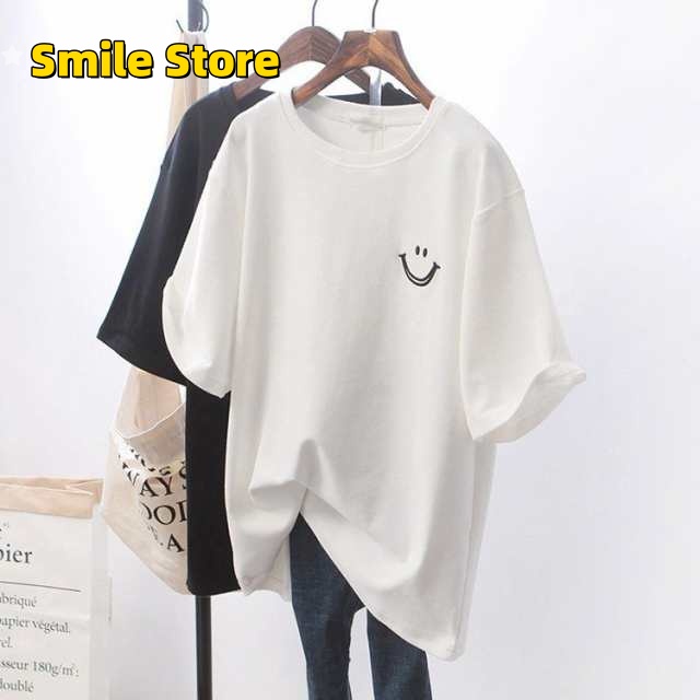 Tシャツ レディース きれいめ 40代 春夏 上品 ブラウス 半袖Tシャツ 2色 笑顔 白トップス Tシャツ 韓国風 ゆったりカットソー 綿 オシャレ 大きいサイズ
