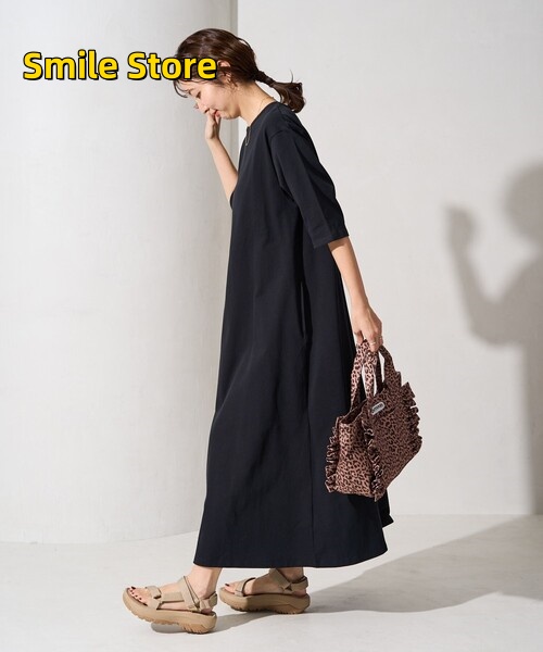 [Smile Store]限定展開 ワンピース シルエット ワンピース Aライン 半袖