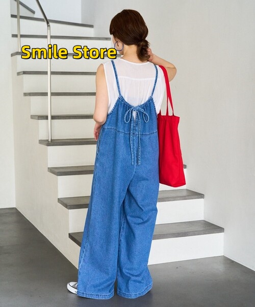 [Smile Store]デニム サロペット 限定展開 紐 レディース オーバーオール サロペット