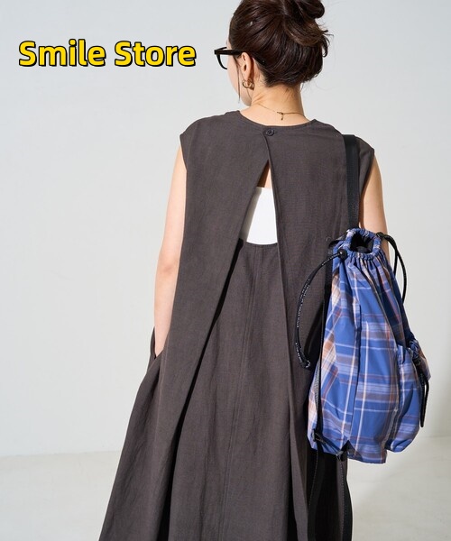[Smile Store]インド コットン バックオープン フレックス ワンピース 限定展開 ワンピース