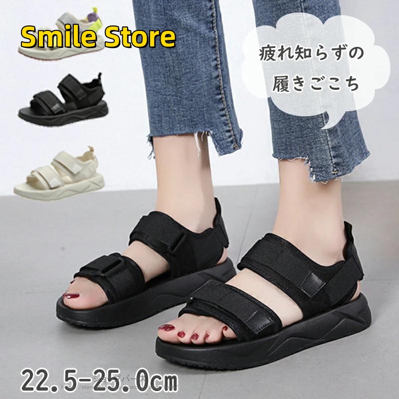 【Smile Store】サンダル 美脚 厚底サンダル 歩きやすい レディース シューズ コンフォート 軽量 滑り止め 大きいサイズ 靴 厚底 おしゃれ スニーカーサンダル スポーツサンダル
