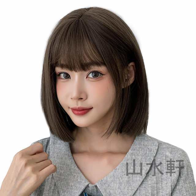ウィッグ カツラ ミディアム ショート ボブ ふんわり 自然 女性用 かつら ヘア コスプレ かっこいい フルウィッグ 脱毛 抜け毛 薄毛 母の日 30代 40代 プレゼント