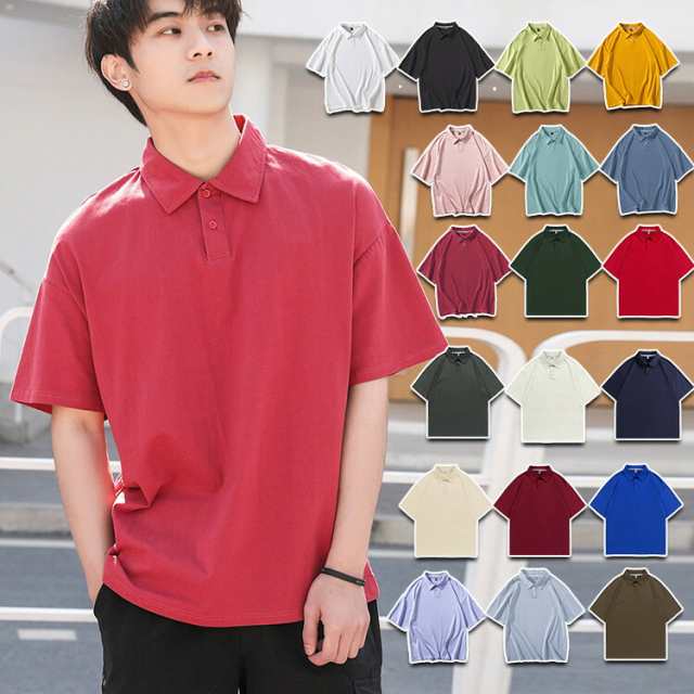 ポロシャツ 綿100 レディース メンズ 男女兼用 半袖 トップス tシャツ Tシャツ ゆったり 夏 半袖ポロシャツ