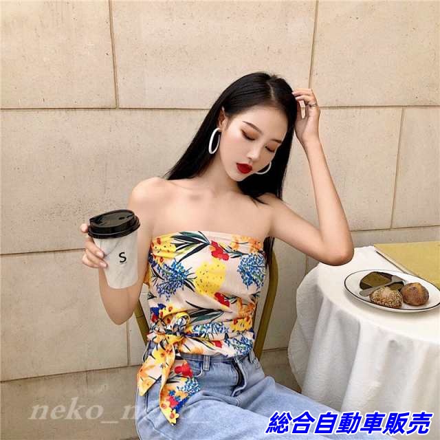 花柄 ノースリーブ レディース ベアトップ チューブトップ インナー 上着 タイト サマートップス 重ね着 セクシー 女性用 20代30代40代 夏新作