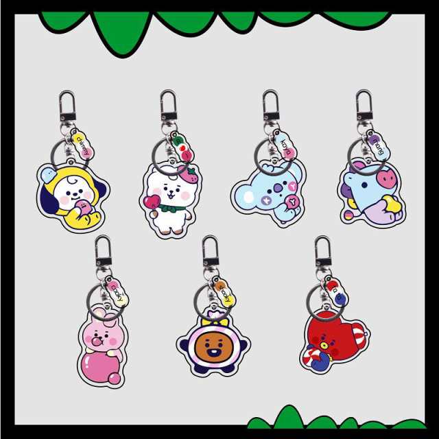 送料無料 BT21 防弾少年団 BTS バンタン キーリング プラスチック キーホルダー グッズ キーチェーン アクセサリー 携帯 鍵 自動車飾り おしゃれ 小物 飾り
