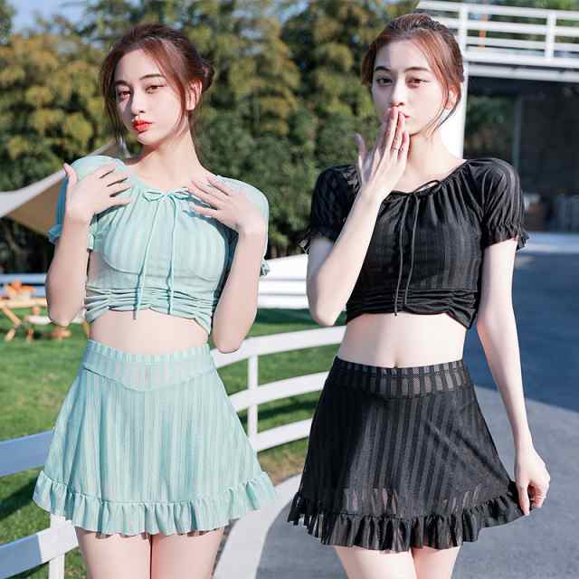 レディース 水着 ビキニ セパレート タンキニ スカート 上下セット 大人 オトナ 女子 きれいめ エレガント 無地 海水浴 プール ビーチ 温泉 露出控えめ 20代 30代 40代 ママ水着 リボン