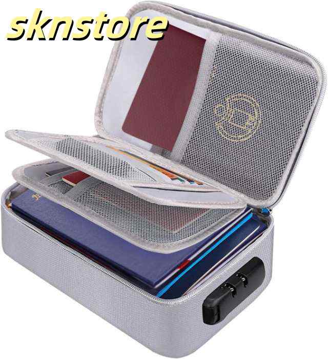 耐火バッグ 鍵付き 3層式 耐火ケース 23 & amp;amp;times;14 & amp;amp;times;10cm 防水 防火 防災 耐火金庫 書類ケース 集金袋 手提げ金庫