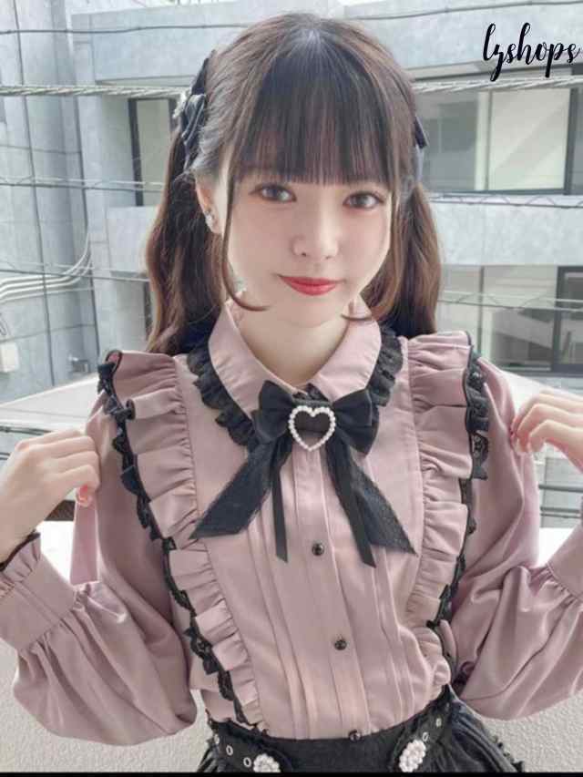 韓国 レディース ブラウス シャツ ピンク リボン 量産 地雷系 ロリータブラウス レディース 春夏 長袖 ブラウス