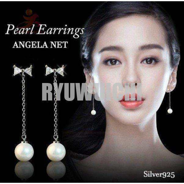 ピアス レディース シルバー925 高貴パール 揺れる ロングチェーン リボン AAA スワロフスキ アレルギー 銀針925