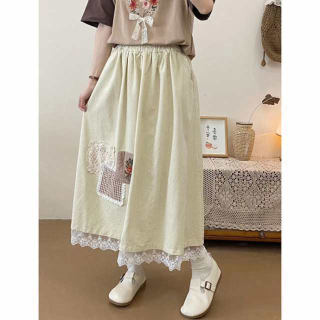 スカート スカート ボトムス ロング 膝下 ロングスカート フレアスカート Aライン フレア キルテ 暖かい 大きいサイズ ゆったり 春 夏 JITIFA