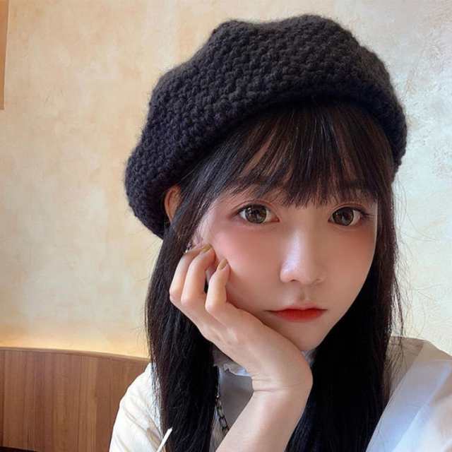 夏 春夏 ニット サマーニット レディース メンズ ブラック かぶり方 プチプラ 帽子 無地 素材 ファッション ベレー帽【蒸れない麻混ざっくり編みパステルベレー帽(全20色)】 夏 春夏 ニット サ