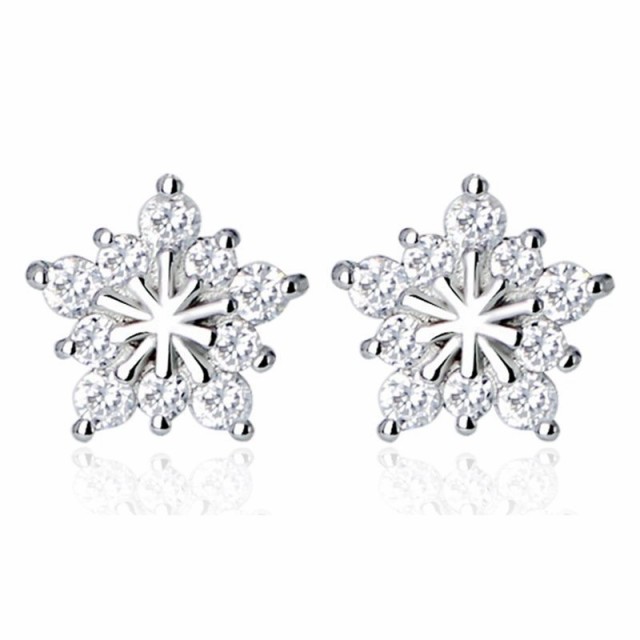 ピアス レディース アクセサリー スタッドピアス キャッチピアス ラインストーン 雪 結晶 おしゃれ かわいい シルバー925 ギフト プレゼント 大