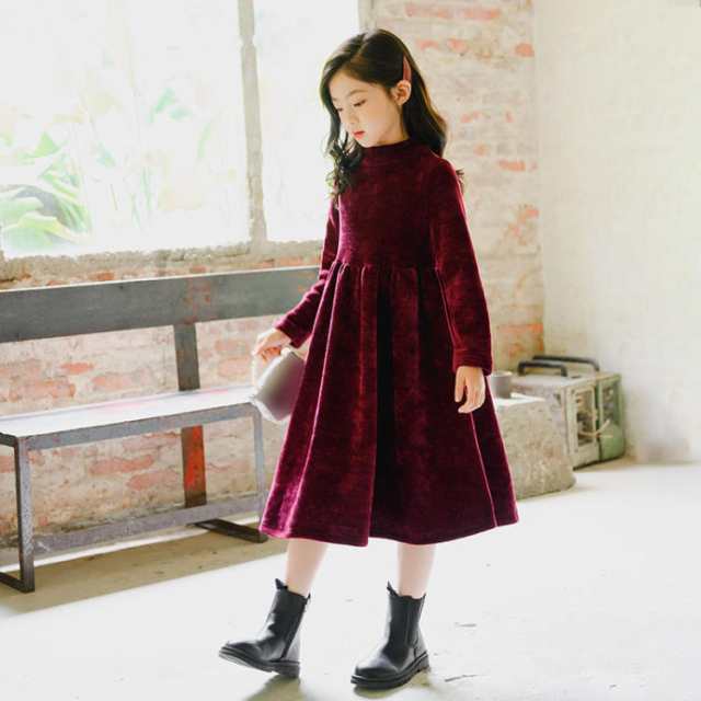 子供 ドレス ワンピース 子供服 女の子 ガールズ ドレス キッズ ワンピース 入学式 赤 ロング 厚手 キッズ ロングワンピース卒園式 卒業式 春服 子供服 フォーマル 発表会 七五三結婚式 記念撮