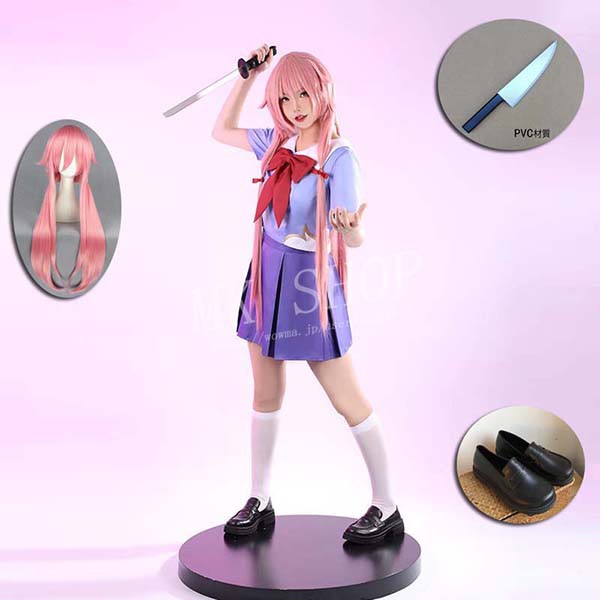 送料無料 未来日記 みらいにっき風 がさい ゆの コスプレ 衣装ウィッグ 靴 道具刀 コスチューム 演出服 アニメ ゲーム ハロウィン cosplay 変装