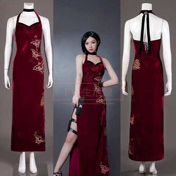 送料無料 バイオハザード RE 4 Ada Wong エイダ ウォン チャイナドレス コスプレ衣装 ウィッグ 靴 コスチューム 演出服 アニメ ゲーム ハロウィン cosplay 変装