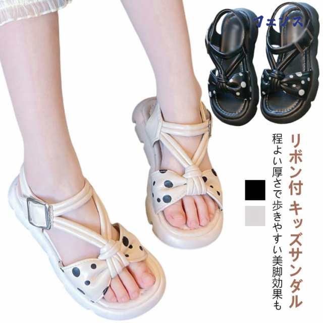 キッズ サンダル 女の子 子供サンダル リボン つま先ガード 靴 スポーツサンダル 調整可能 マジックテープ 夏 おしゃれ 小学生 幼稚園 水遊び 歩きやすい ジュニア 水陸両用 軽量 かわいい 通園